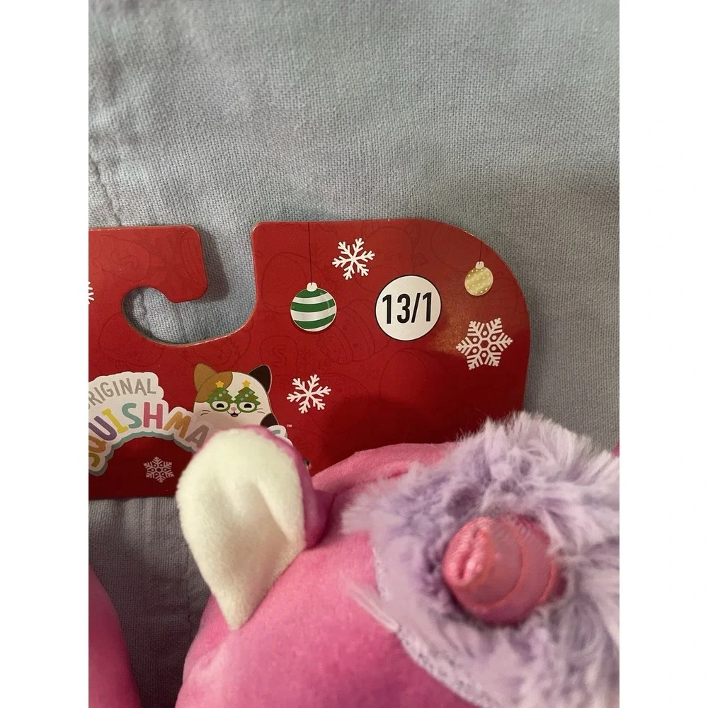 NEW Squishmallow Christmas Lola the‎ Unicorn w/ Candy Cane Kids Slippers Sz 13/1